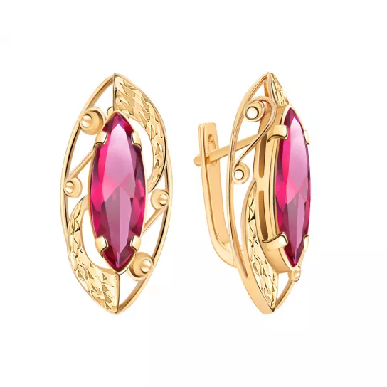 Серьги с фианитом из золота