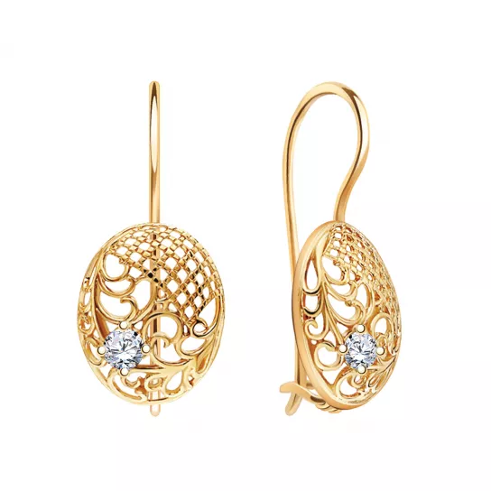 Серьги с фианитом из золота