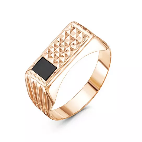 Кольцо-печатка с фианитом из золота