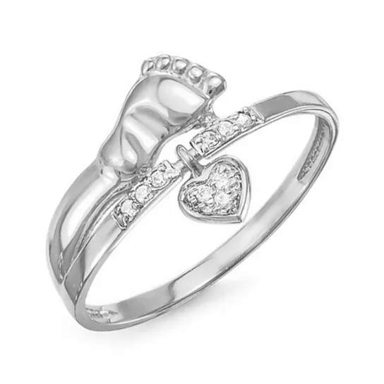 Кольцо с фианитом из серебра