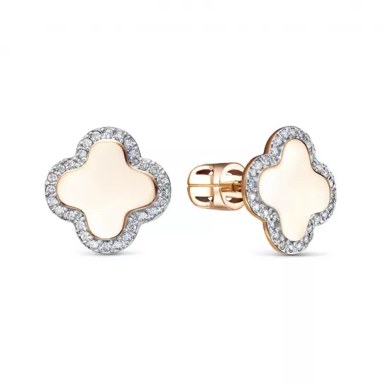 Пусеты с фианитом из золота