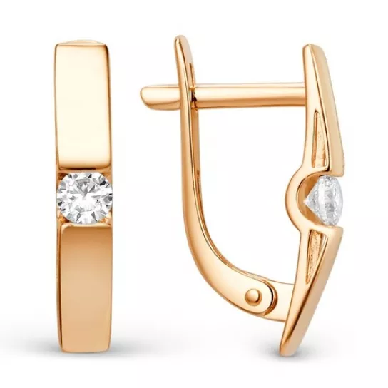 Серьги с фианитом из золота