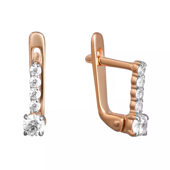 Серьги с фианитом из золота