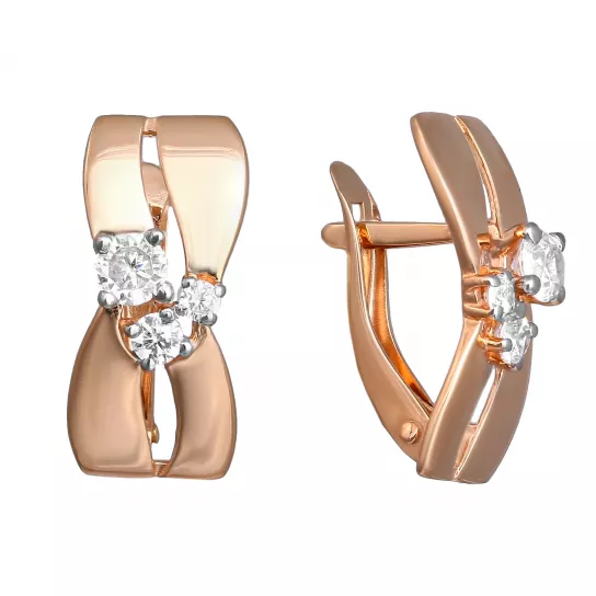 Серьги с фианитом из золота