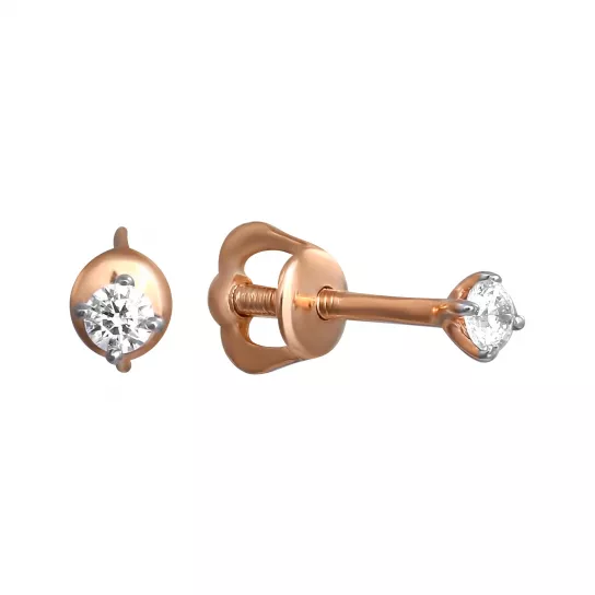 Пусеты с фианитом из золота