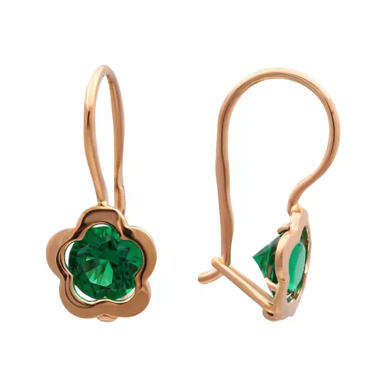 Серьги детские с фианитом из золота