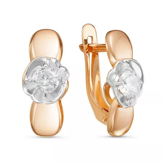 Серьги с фианитом из золота