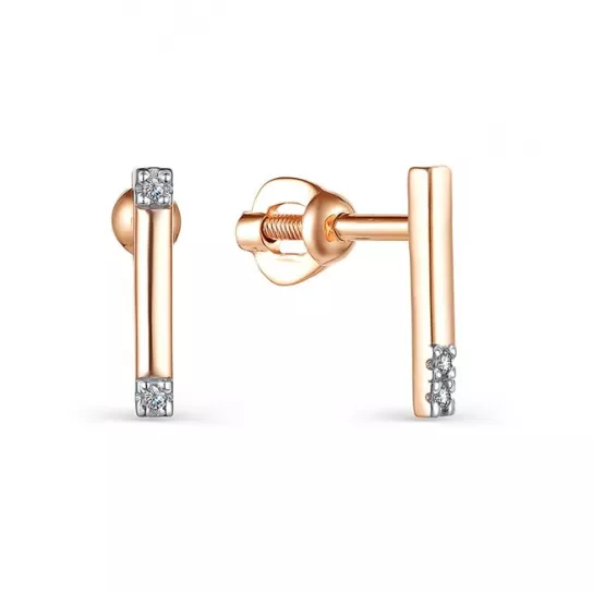 Пусеты с фианитом из золота