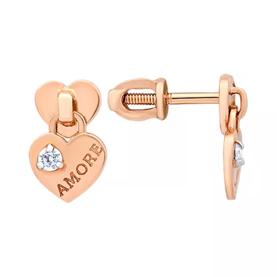 Пусеты с фианитом из золота