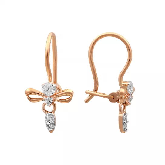 Серьги детские с фианитом из золота