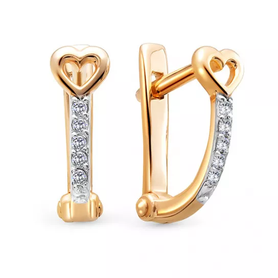 Серьги детские с фианитом из золота