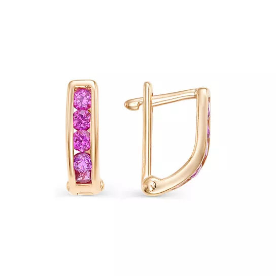 Серьги детские с фианитом из золота