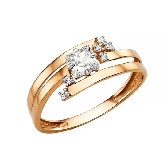 Кольцо с фианитом из золота