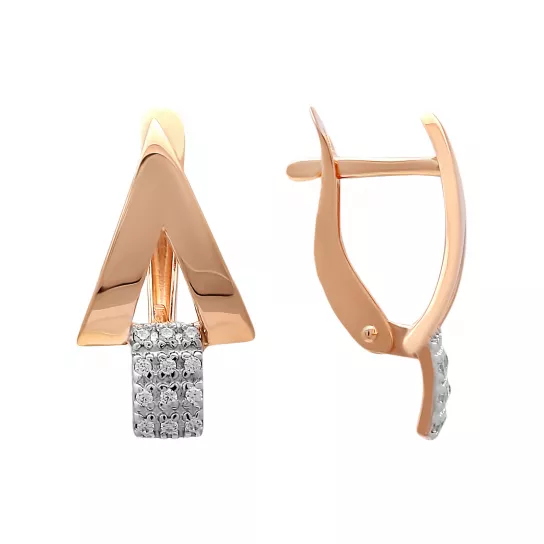 Серьги с фианитом из золота