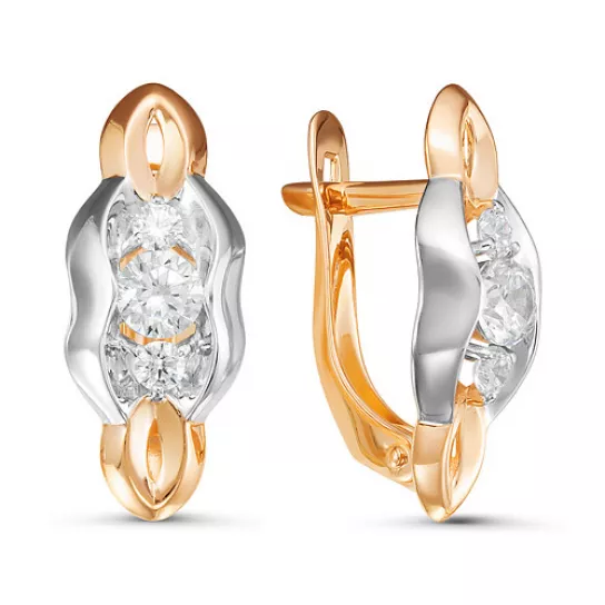 Серьги с фианитом из золота