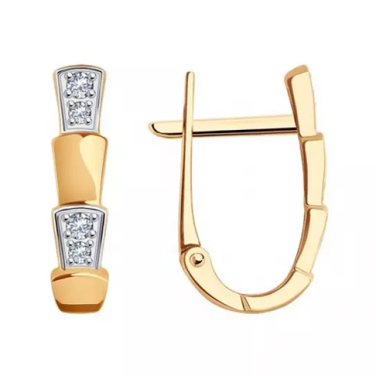 Серьги с фианитом из золота