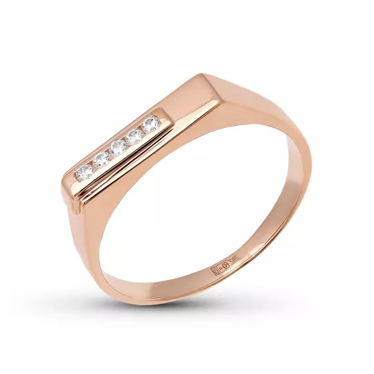 Кольцо-печатка с фианитом из золота