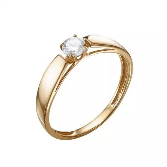 Кольцо с фианитом из золота