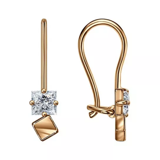 Серьги детские с фианитом из золота