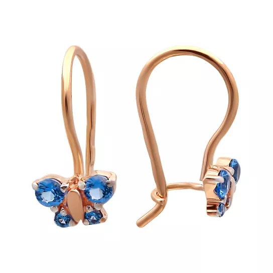 Серьги детские с фианитом из золота