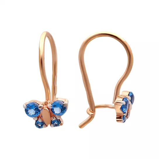 Серьги детские с фианитом из золота