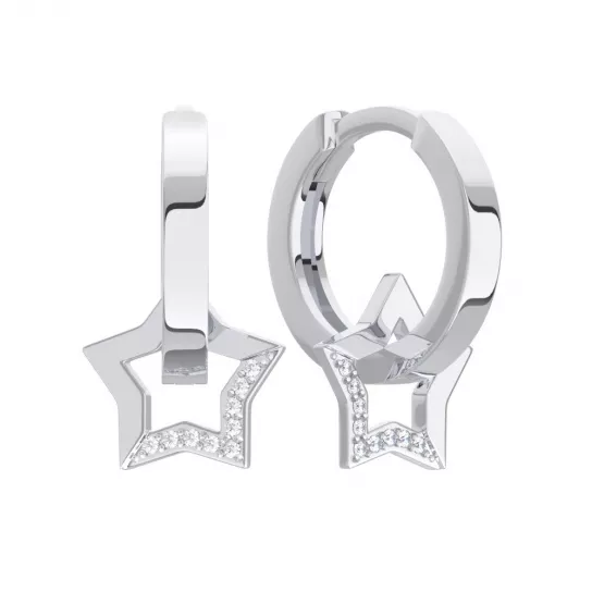 Серьги с фианитом из серебра