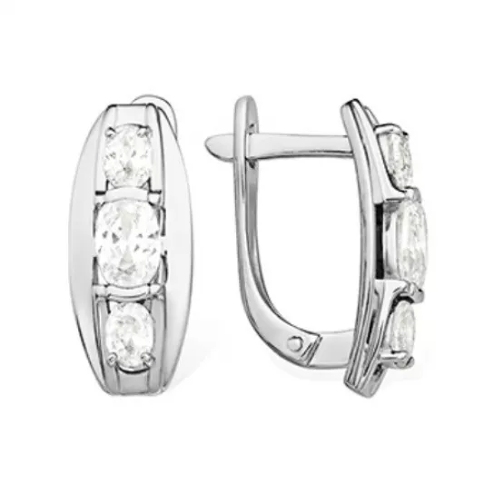 Серьги с фианитом из серебра