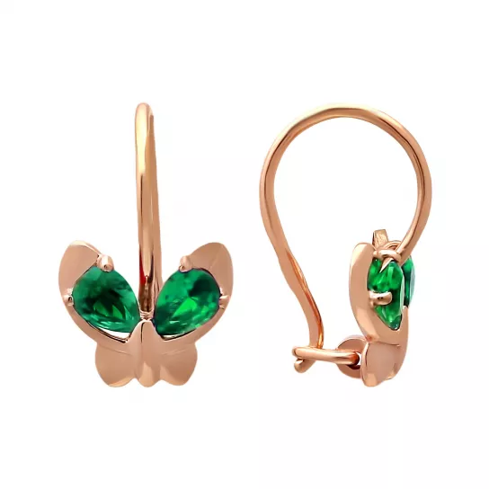 Серьги детские с фианитом из золота