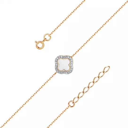 Браслет с фианитом и эмалью из золота