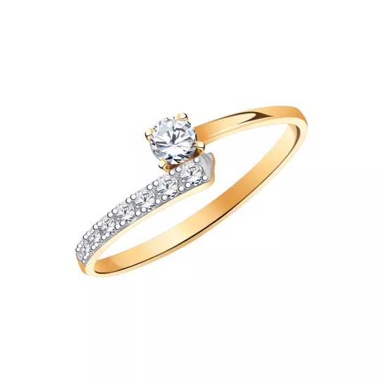 Кольцо с фианитом из золота