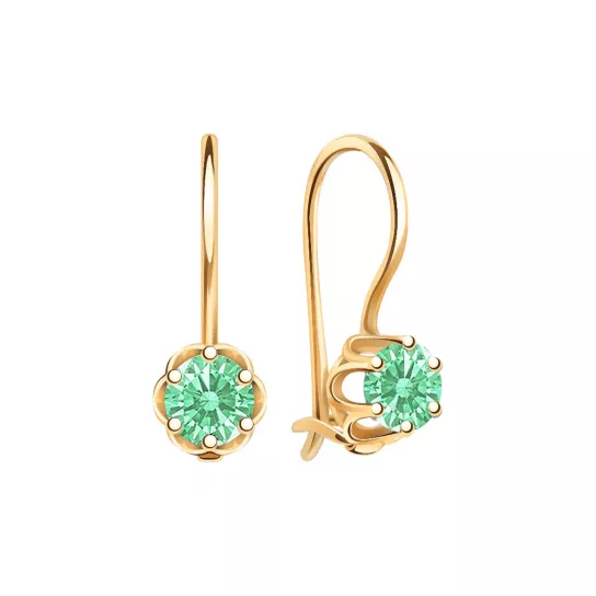 Серьги детские с фианитом из золота