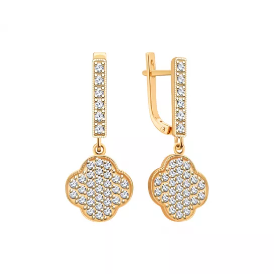 Серьги с фианитом из золота