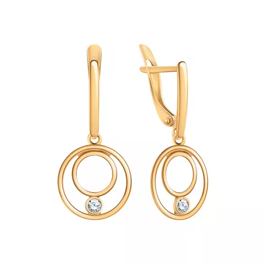 Серьги с фианитом из золота