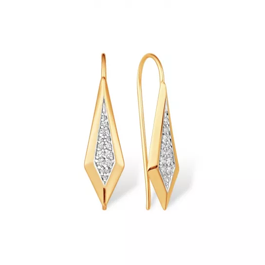 Серьги с фианитом из золота