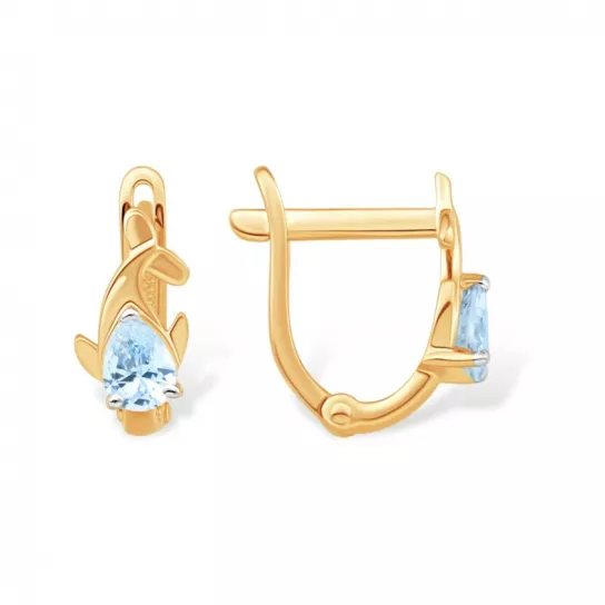 Серьги детские с фианитом из золота