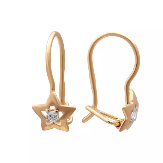Серьги детские с фианитом из золота