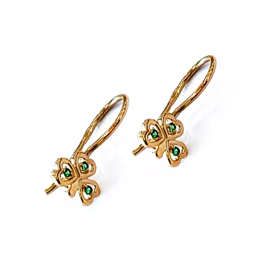 Серьги детские с фианитом из золота