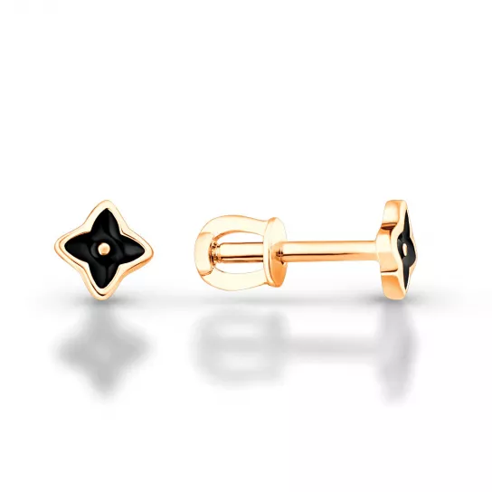 Пусеты с эмалью из золота