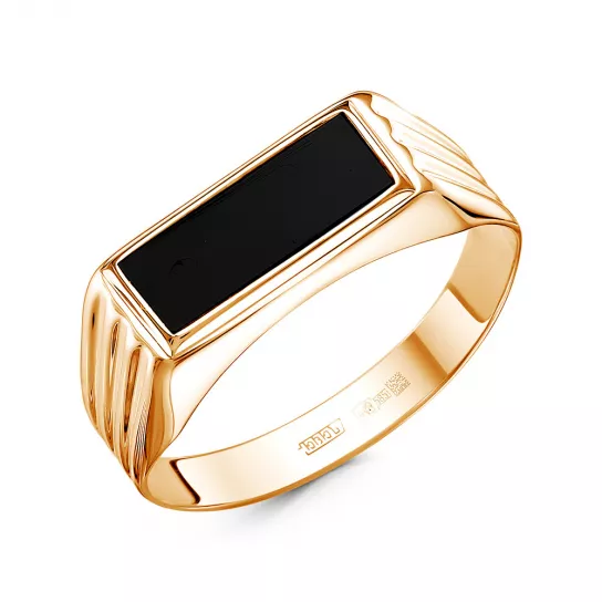 Кольцо-печатка с фианитом из золота