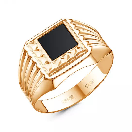 Кольцо-печатка с фианитом из золота