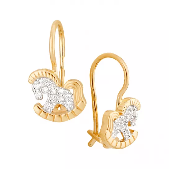 Серьги детские с фианитом из золота