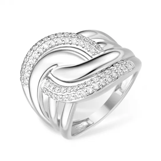 Кольцо с фианитом из серебра