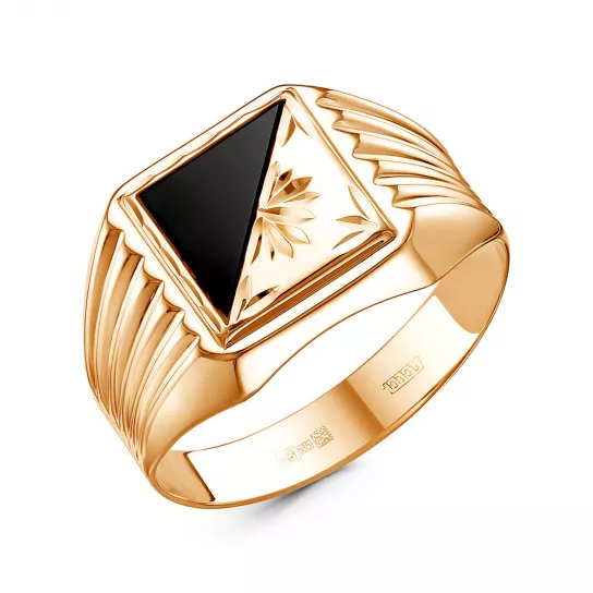 Кольцо-печатка с фианитом из золота