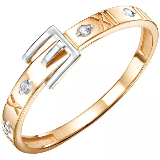 Кольцо с фианитом из золота