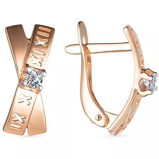 Серьги с фианитом из золота