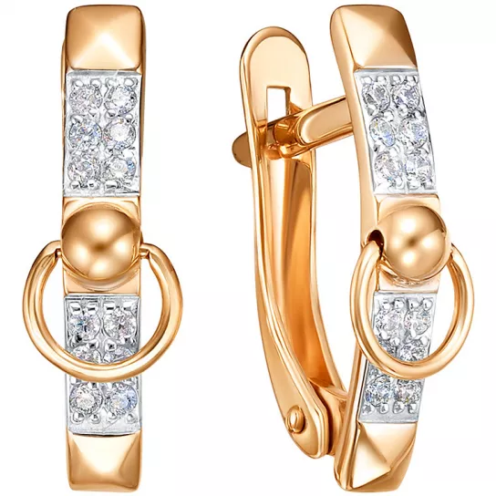 Серьги с фианитом из золота