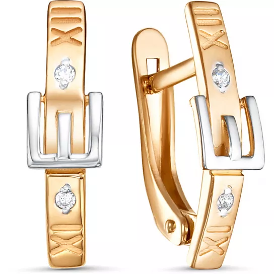 Серьги с фианитом из золота