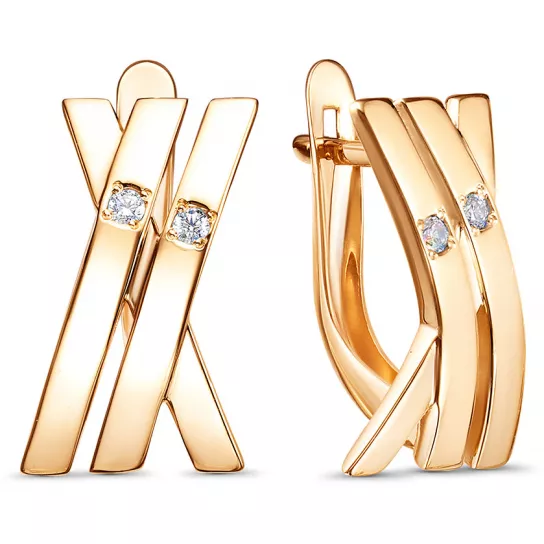 Серьги с фианитом из золота