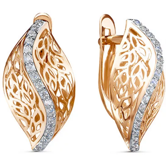 Серьги с фианитом из золота