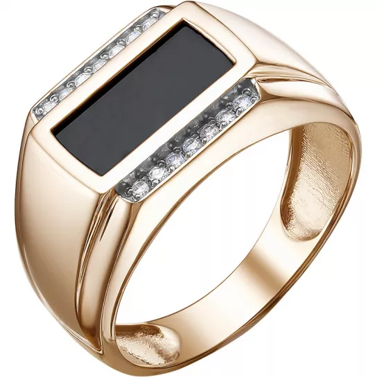 Кольцо-печатка с фианитом из золота